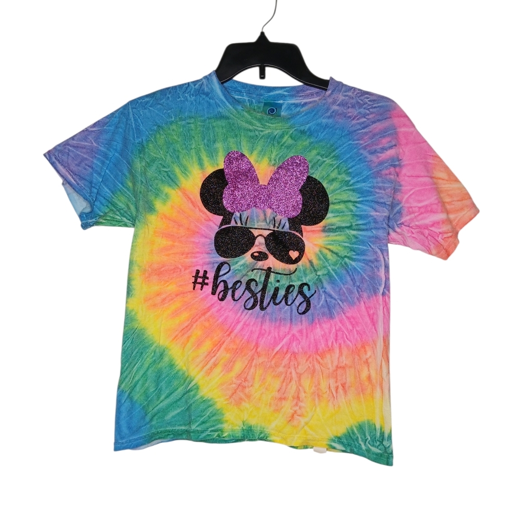 Colortone Colorful Tie-Dye Kids Shirt with Glitter Minnie Mouse  #besties